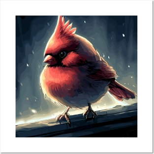 Cute Northern Cardinal on window Posters and Art